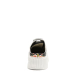 BACK OF OUR MULE PLATFORM SNEAKERS IN OUR NICOLE LEE MARTHA TRAVEL ITALY DESIGN.
