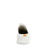 BACK OF OUR MULE PLATFORM SNEAKERS IN OUR NICOLE LEE VIOLER BLOSSOM DESIGN.