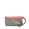 OUR JENI MAKEUP BAG IN OUR NICOLE LEE VIOLET BLOSSOM DESIGN WITH A ZIPPER PULLER WRISTLET STRAP.