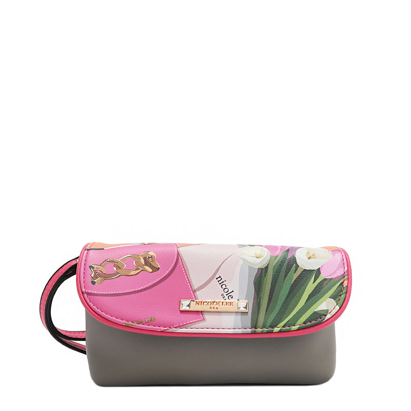 OUR JENI MAKEUP BAG IN OUR NICOLE LEE VIOLET BLOSSOM DESIGN.