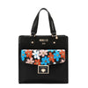 Our  Black Floral Pop Tote Bag set on a  white background