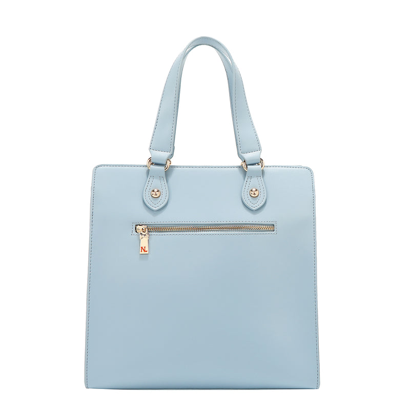 Back View of the Floral Pop Tote Bag in color  Blue