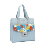 Our blue Floral Pop Tote Bag set on a  white background