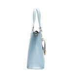 Side view of Our blue Floral Pop Tote Bag set on a  white background
