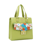 Our  Green Floral Pop Tote Bag set on a  white background