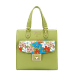 Our  Green Floral Pop Tote Bag set on a  white background