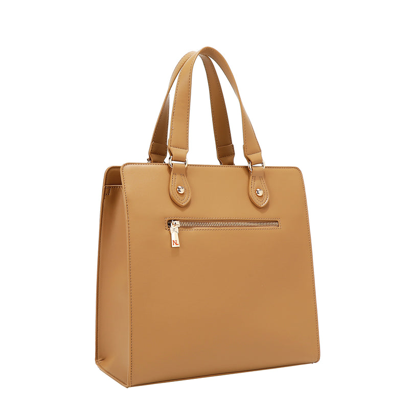 Back View of the Floral Pop Tote Bag in color  taupe