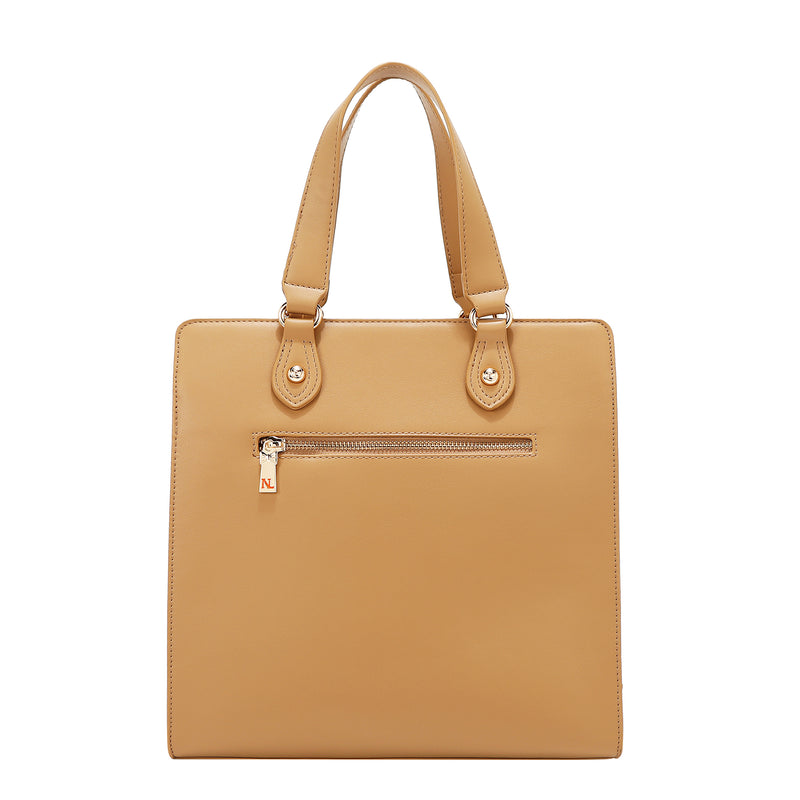 Back View of the Floral Pop Tote Bag in color  taupe