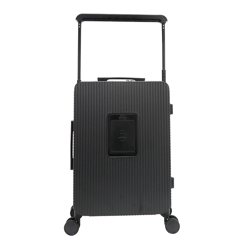 Back view of our Carry on Suitcase in color black.