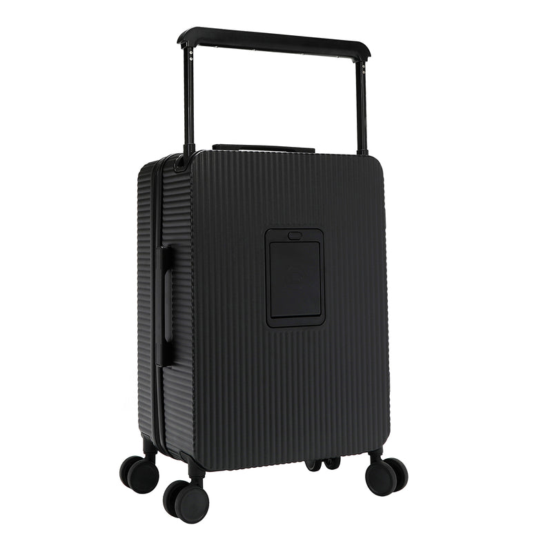 Back view of our Carry on Suitcase in color black.