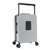 Back view of our carry on suitcase in Violet Blossom, color gray with black and black handle.