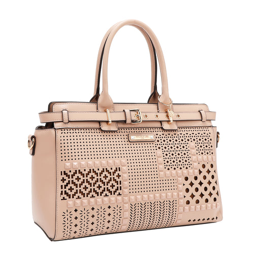 GEOMETRIC CUTOUT SATCHEL BAG