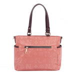 THE BACK OF OUR MARGOT TOTE BAG WITH BACK ZIP POCKET.