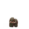 Lightweight, polyester exterior with vegan leather accents. 1 Large pouch and 1 Small pouch with Gold-tone hardware