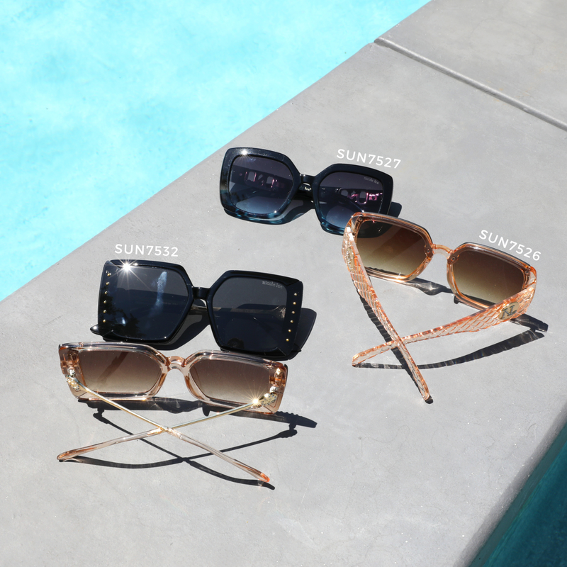 RESTING BY THE POOL OUR 3 COLLECTIONS OF SUN GLASSES.