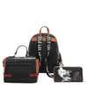 Introducing the latest addition to our beloved signature 3-piece sets: the Family Yearbook 3-in-1 set! Featuring a large backpack, crossbody, and wallet, this set combines style and practicality with a playful design that’s perfect for any occasion. Vegan leather travel set with a fun and cute fashion print of dogs and cats stylishly dressed to the nines with a city scape line drawing background and flower details. 