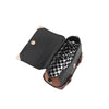 Flap with button closure opens to reveal the spacious interior of the Nicole Lee Family Yearbook crossbody part of the Family Yearbook 3-in-1 set! Black and white checker print interior lining with flowers and NL monograms. 