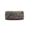 Structured base of the large Queen vegan leather structured handbag, part of THE QUEEN 3 PIECE SET (Handbag, Crossbody, Wallet). Gray washed effect base with metallic shimmer effect and gold-tone hardware studs to protect the base from scratches when setting bag down. 