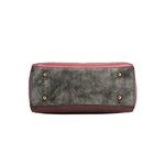 Structured base of the large Queen vegan leather structured handbag, part of THE QUEEN 3 PIECE SET (Handbag, Crossbody, Wallet). Gray washed effect base with metallic shimmer effect and gold-tone hardware studs to protect the base from scratches when setting bag down. 