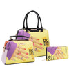 Our Nail polish 3 PIECE set that includes a Handbag, Crossbody, Wallet  with our nail polish design featuring colorful graphics set on a white background.