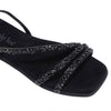 A CLOSER LOOK ON OUR DANI SANDAL. RHINESTONE ENCRUSTED CRISSCROSS STRAPS AND A MODERN SQUARE TOE.