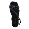 A VIEW FROM ABOVE OUR DANI RHINESTONE SANDAL IN COLOR BLACK.