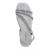 A VIEW FROM ABOVE OUR DANI RHINESTONE SANDAL IN COLOR SILVER.