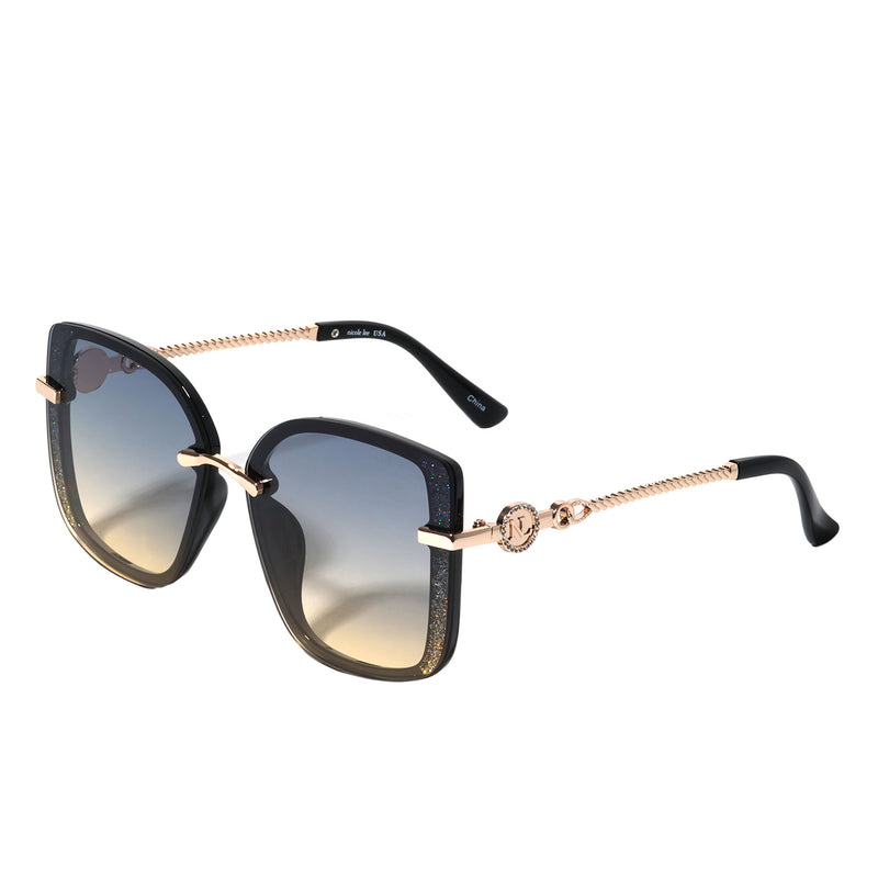OUR GLITTER SUNGLASSES IN BLUE WITH GLITTER INLAY FRAME DESIGN