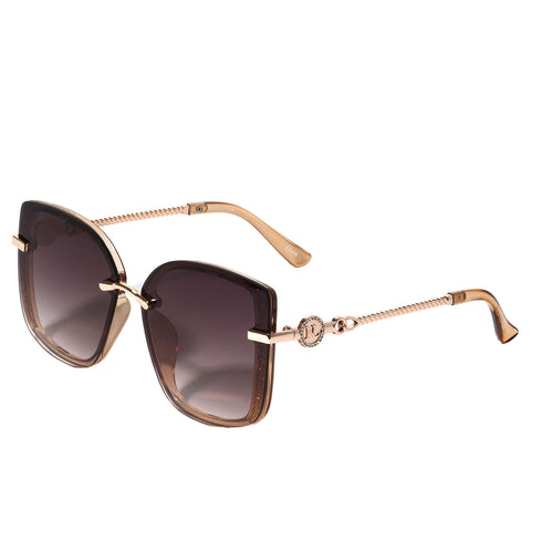 OUR GLITTER SUNGLASSES IN BROWN WITH GLITTER INLAY FRAME DESIGN