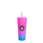24 OZ STUDDED TUMBLER WITH STRAW