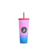 24 OZ STUDDED TUMBLER WITH STRAW