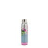 THE TUMBLER  HAS A SILVER BLUE GLITTER OMBRE IN THE BACKGROUND IN THE NICOLE LEE VIOLET BLOSSOM  PRINT. 