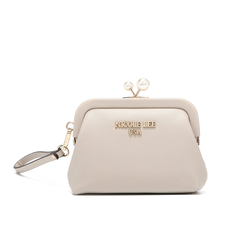 OUR ELSIE PEARL COIN PURSE IN OUR GRAY DESIGN 