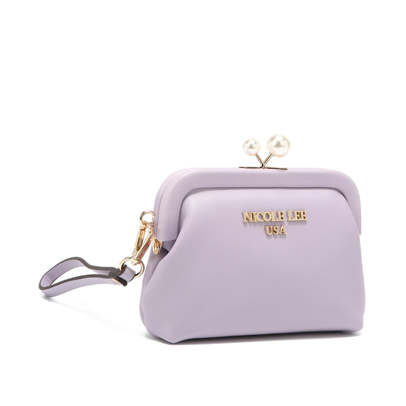 OUR ELSIE PEARL COIN PURSE IN OUR LAVENDER DESIGN 